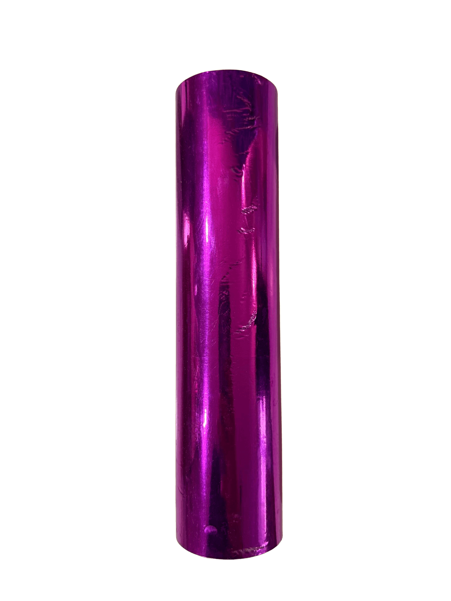 Purple reflective material roll on a white background