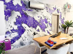 Decorative Venetian stucco wall with purple and black high-gloss finish in modern office
