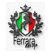 Ferrara design logo with Italian flag colors and horse emblem on a white background