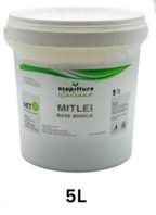 White paint bucket with green label on a white background