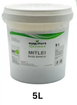 White paint bucket with green label on a white background