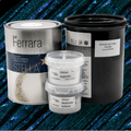 Paint containers and glitter on a glittery blue background with 'Shayra' branding.