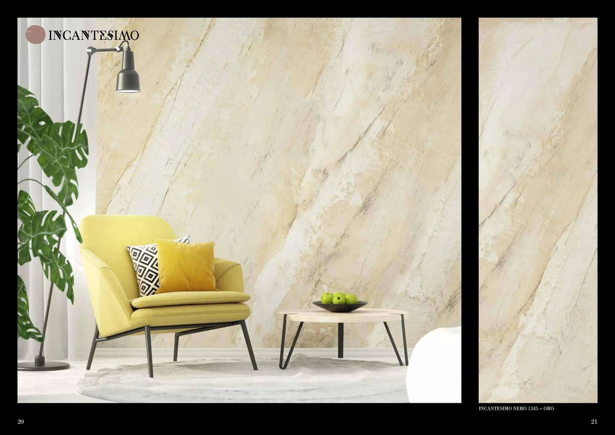 Venetian marble effect plaster wall in interior decor