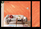 Venetian marble effect wall in coral orange with glossy texture