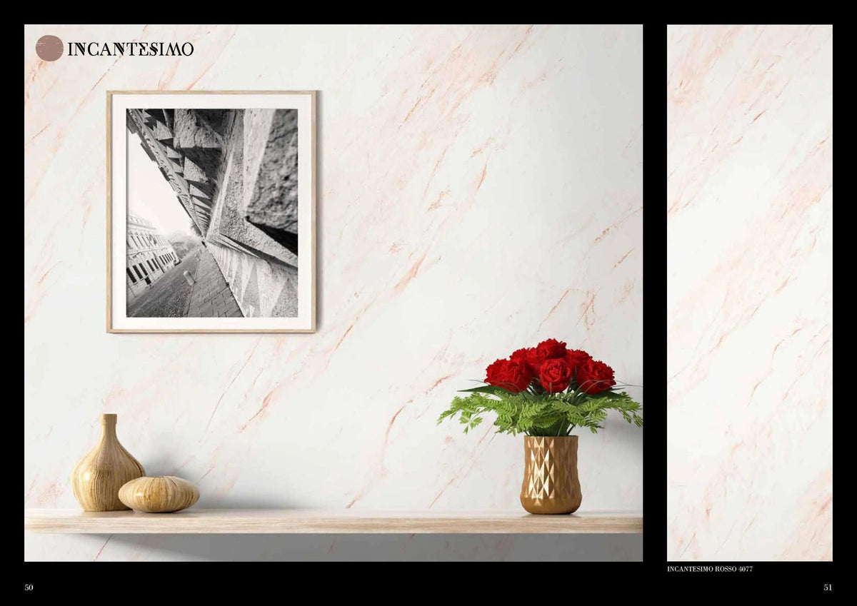 Venetian marble effect plaster wall with framed black and white photo