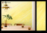 Yellow Venetian marble effect wall with modern pendant light