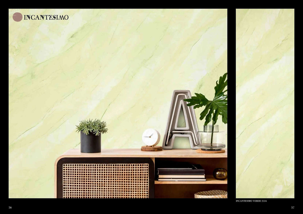 Venetian marble effect wall with green marble plaster finish