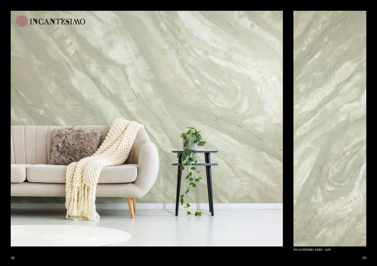 Venetian marble effect plaster wall in high-end interior design