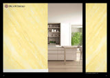 Venetian marble effect plaster wall in yellow with subtle veining